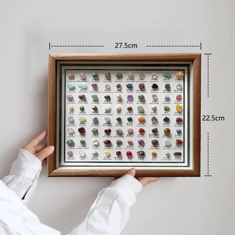100 Kinds of Natural Ore Specimen Ornaments, with Glass Dust Cover, Decorative Paintings, Crystal Gems, Birthday Gifts