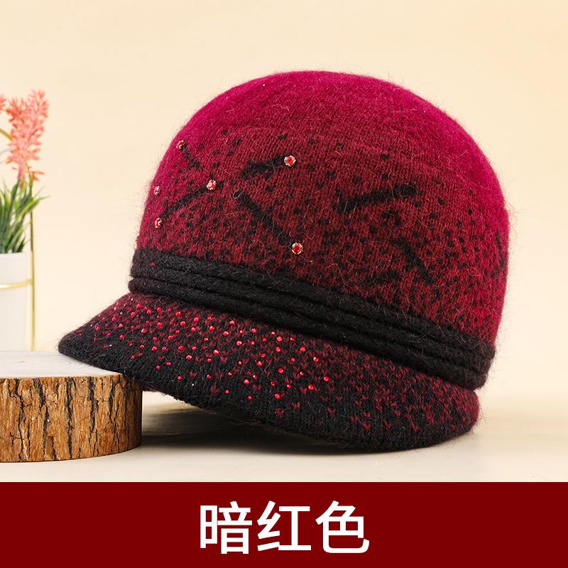 Женская теплая флисовая утолщенная шапка для среднего возраста, ветрозащитная шапка для мамы для улицы, универсальная защита для ушей, вязаная шерстяная шапка