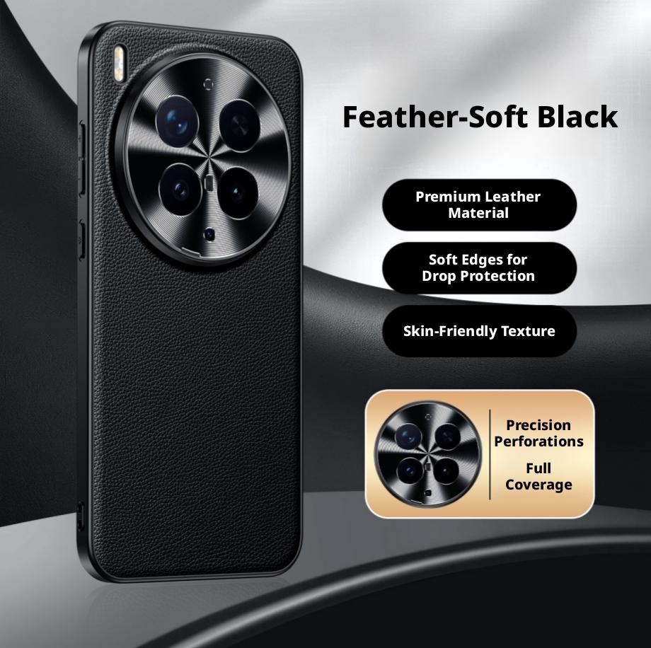 For Vivo x300S and X300 Ultra Litch Style Genuine Leather Case CD Pattern Full Camera Lens Protection Matte Soft TPU Cover
