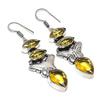 Natural Citrine Gemstone Handmade 925 Sterling Silver Jewelry Earring 2.36" w2L03