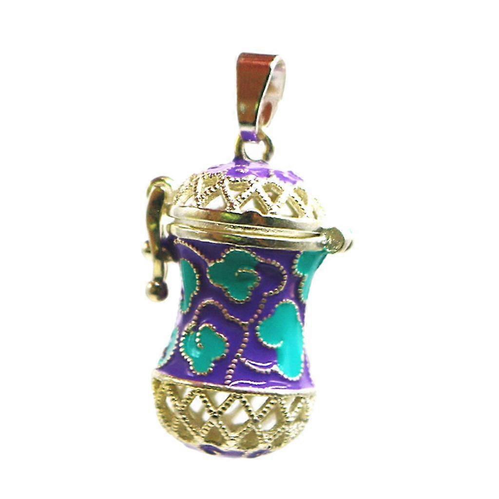 6xHollow Out Enamel Locket Perfume Oil Diffuser Pendant for Necklace Keyring 2