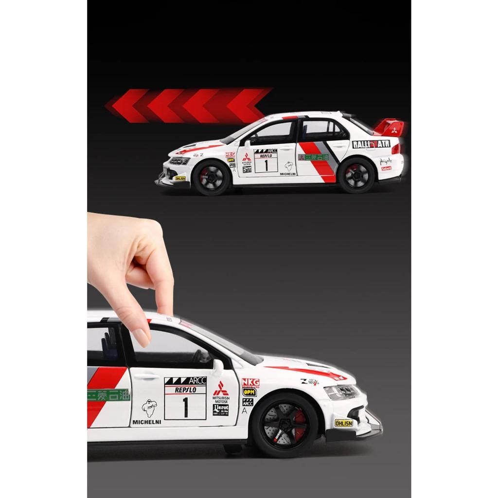 1/32 Mitsubishi Lancer Evolution EVO WRC Сплав Литой Модель Игрушечной Машинки Звук и Свет Детская Игрушка Коллекционные Предметы Подарок на День Рождения