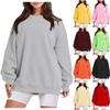 Women's Round Neck Tops Cotton Women's Casual Fashion Long Sleeve With Pocketed O-Neck Pullover Top Blouse