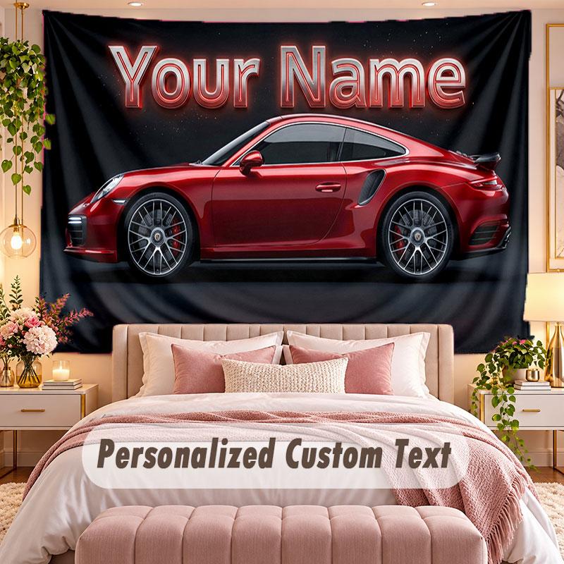 Car Racing (22) Theme Wall Tapestry Customized With Name Text Personalized Hanging Tapestry For Bedroom Living Room Decor