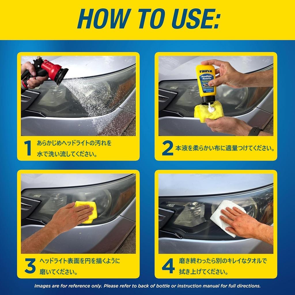 Rain-X Headlight Restorer 148ml 800001810 - Headlights, Visors, Taillights, Etc., Clear Resin Parts, Surface Fogging, Yellowing Remover