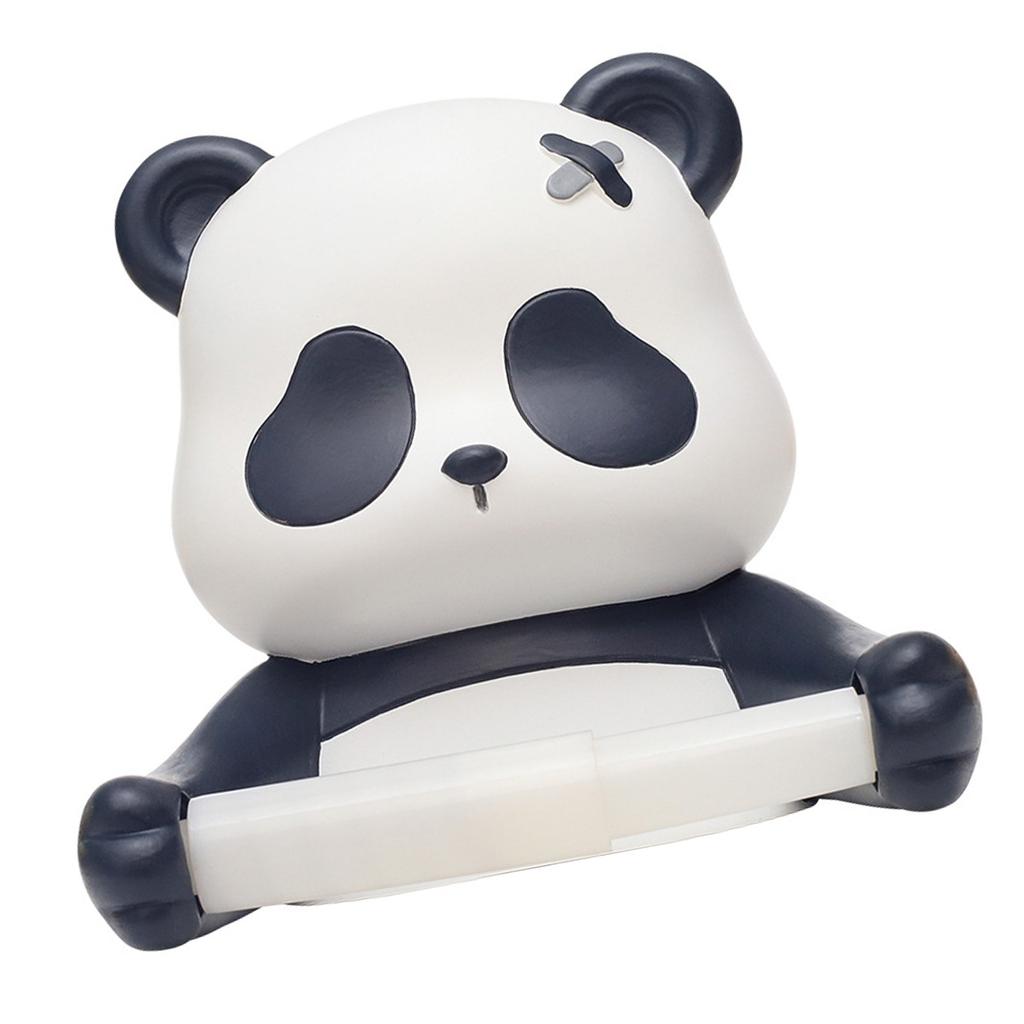 Panda Wall Mounted Toilet Paper Holder No Drilling Required Toilet Paper Roll Holder Rack for Kids Bathroom Decoration
