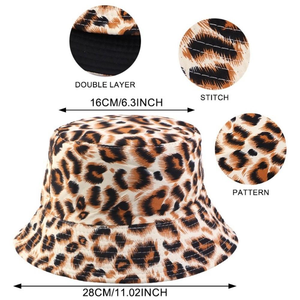 Double-Sided Bucket Hat Leopard Patterned Sun Cap Beach Sun Protect Hat Outdoor Travel