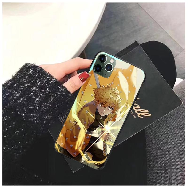 Чехол для телефона Demon Slayer Agatsuma Zenitsu Anime для iPhone 14 13 12 11 Pro MAX X XS Max XR Mini SE 7 8 Plus Black Funda Coque