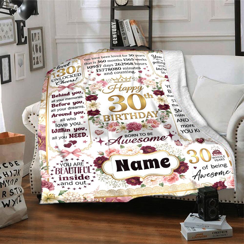 30Th Birthday Celebration Blanket Comfortable Texture For Sofa Couch Office Bed Picnics Allseason Use Cozy Home Lovers Ideal Gift For Birthday
