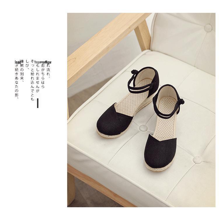 Women's One-Strap Summer Wedge Sandals: Versatile, Solid Color, Buckled, Breathable, High Heel