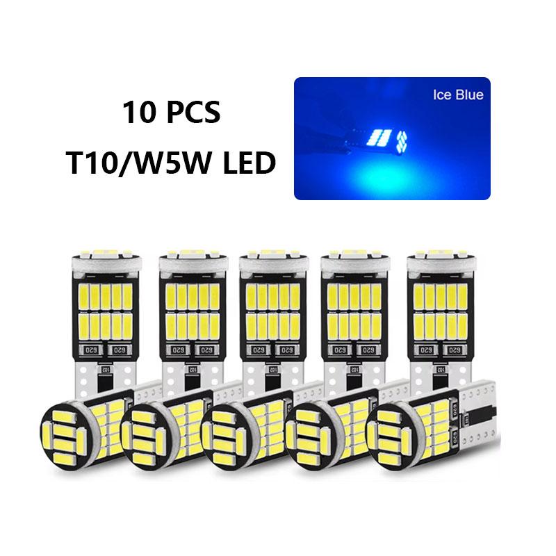 10 шт. T10 W5W 194 501 Светодиодная лампа Canbus без ошибок Автомобильный салонный свет 26 SMD 4014 Чип Чистый белый Лампа подсветки приборов Автомобильная лампа