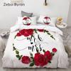 3D Bedding Set AU Custom/Europe,Duvet Cover Set USA Queen/King,Quilt/Blanket Cover Set,Bedclothes Red Rose Mr&Mrs For Wedding