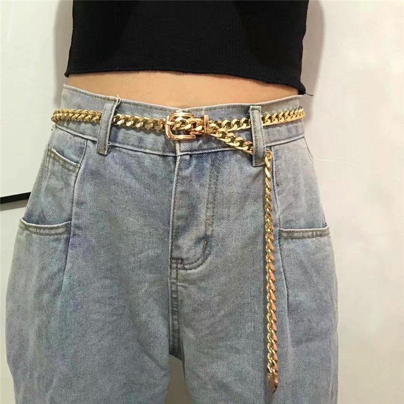 Цепь пояс женский корейская версия простой универсальный металлический пояс панк стиль студенческая мода украшение jk брючная цепь брючный ремень мужской