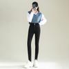 Casual Korean Version of Slim-fitting High-waisted Double-breasted Jeans Women's Autumn and Winter New Elastic Pants