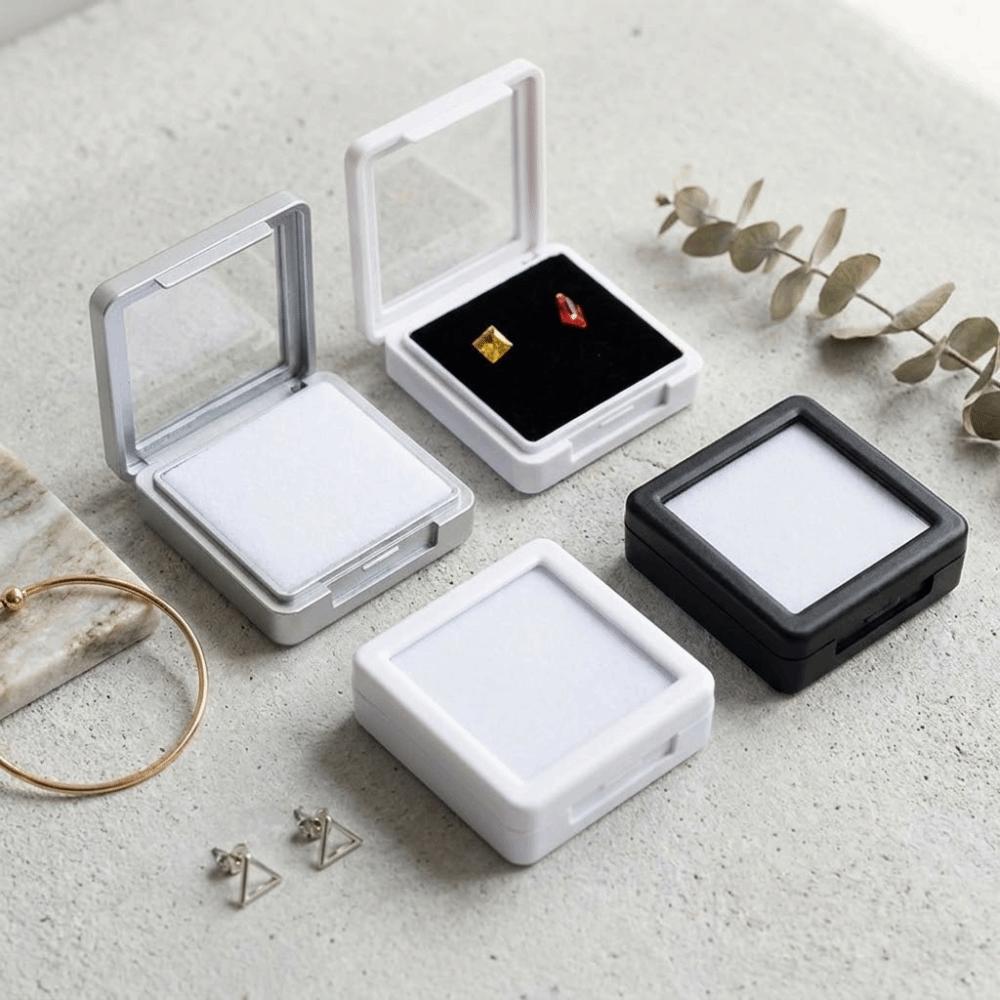 Packaging Transparent Rhinestone Jar Box Flip Lid Acrylic Crystal Display Case White Black Gemstone Holder Organizer