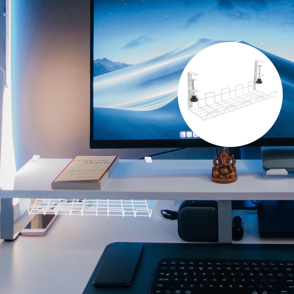 Wire Basket Shelf Under Table Storage Rack Wire Desk Cable Under Management Tray Cord Organizer Rack Wire Cable Shelf Basket