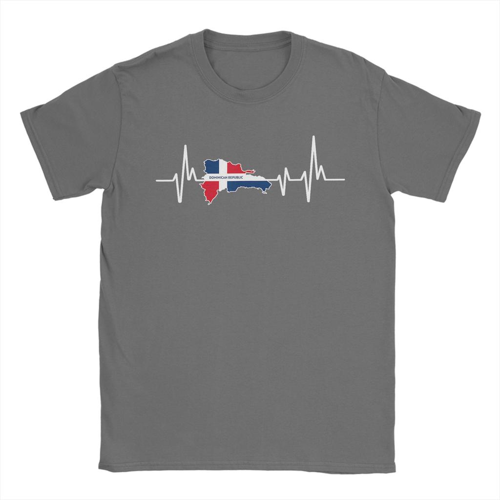 Heartbeat Design Dominican Republic Flag T Shirt Summer T Shirts Unisex 100 Cotton Oversized Clothing ShortSleeve Streetwear Tops