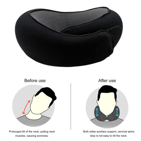 Подушка для шеи из пеноматериала с эффектом памяти, 360-градусная подушка для самолета с регулируемой застежкой
