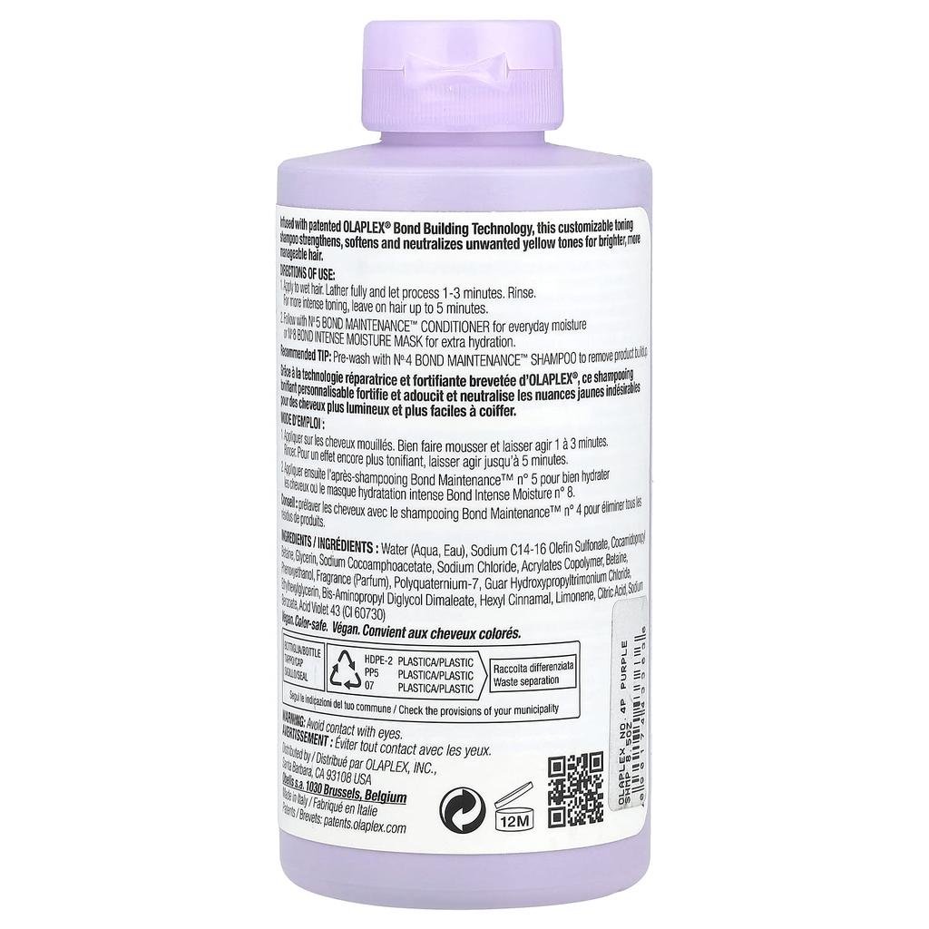 Olaplex No. 4P Blonde Enhancer™ Toning Shampoo, 8.5 Fl Oz (250 Ml)
