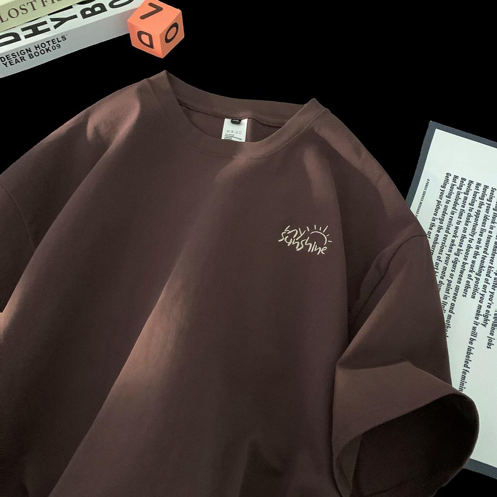 Футболка с коротким рукавом для мужчин Летом Японские Подростки Простая Модная Свободная Круглый вырез С коротким рукавом