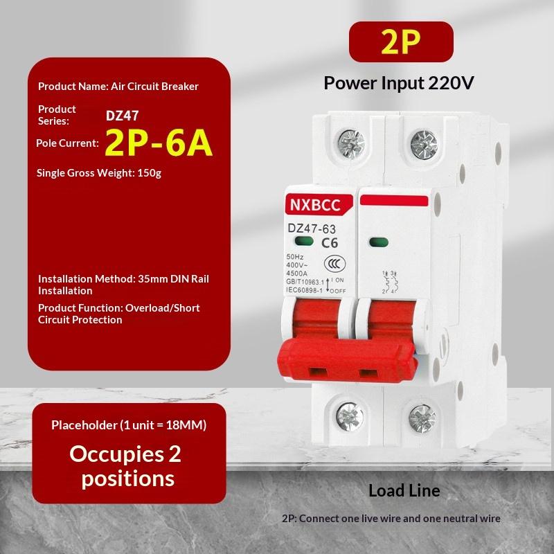 Circuit Breaker C-Type Miniature Circuit Breaker Mcb Click Hardware Miniature Household Air Circuit Breaker