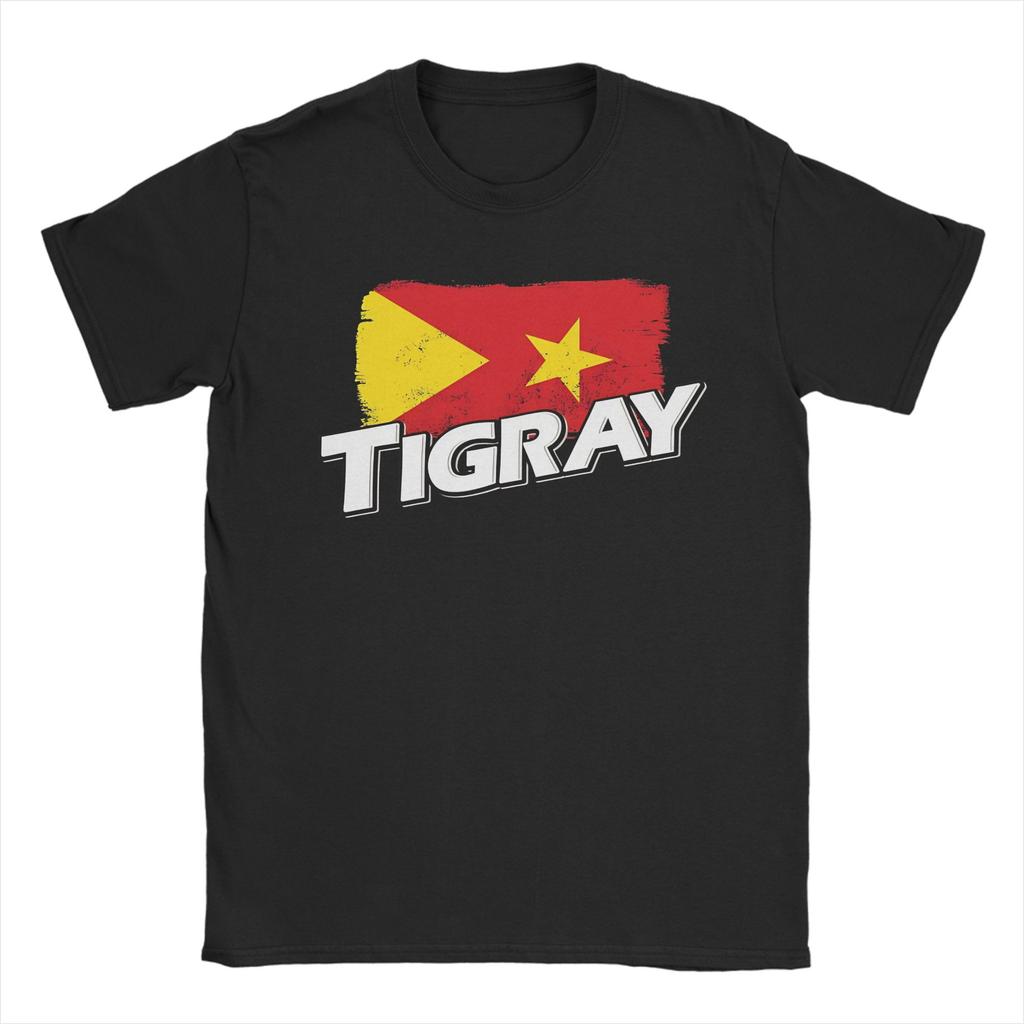Tigray Region Flag Tshirt Summer Street Style Tshirts Pure Cotton Hipster Tshirt For Unisex Shortsleeved Casual Tops