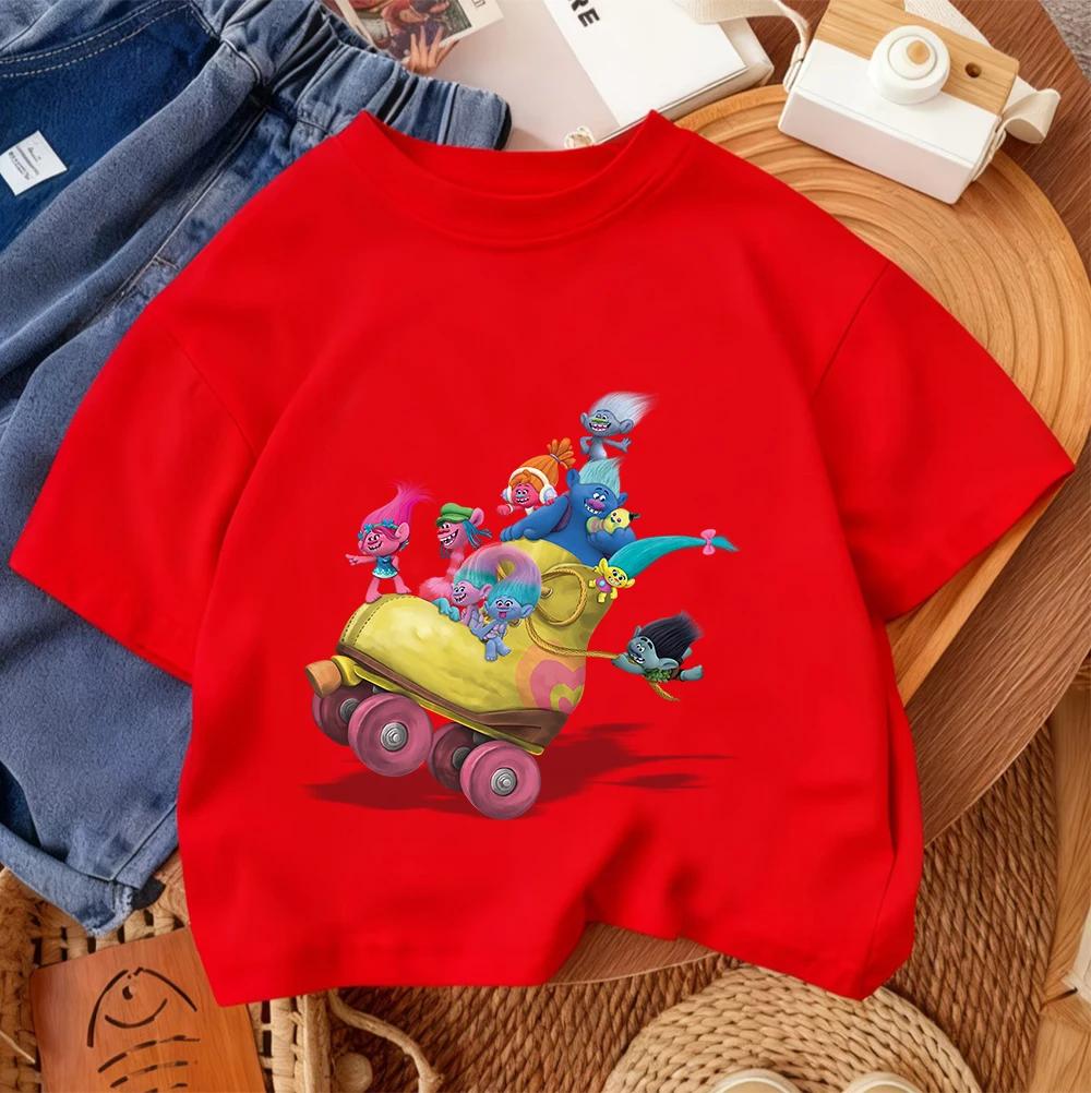 Летняя детская футболка, принт Troll Fashion, Повседневный уличный стиль