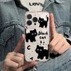 Мультяшный черный кот для iPhone17promax космический чехол для телефона Apple 16 прозрачный 15/13 мелкое отверстие 14