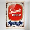 Винтажная металлическая вывеска пива Schmidt, состаренный металлический декор для стен с ржавыми краями и красной глянцевой панелью, для бара, паба, дома, кафе, 2 шт.