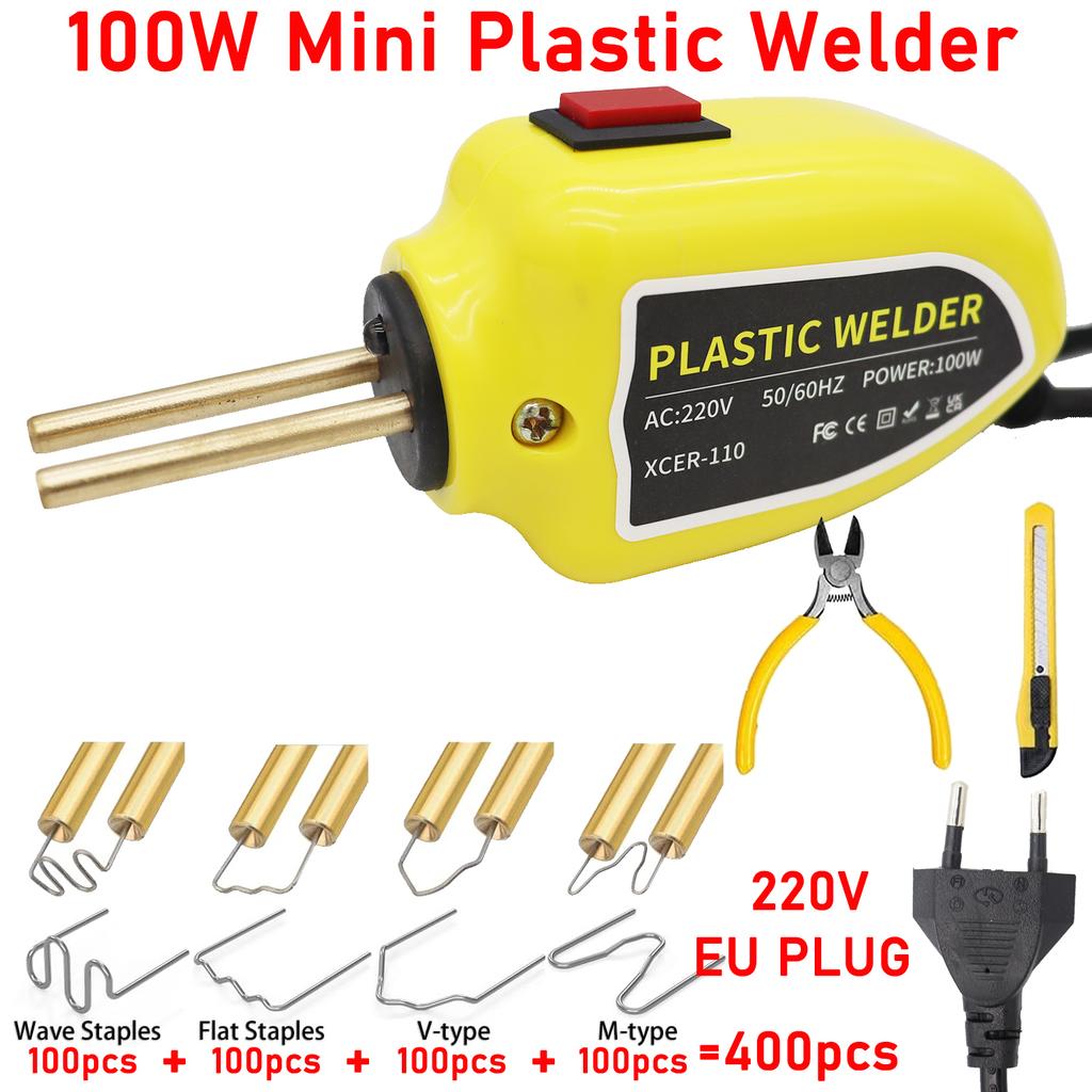 100 Вт Машина для сварки пластика Сварочный аппарат для пластика с 400 шт./1200 шт. скоб Горячий степлер Сварочный пистолет для ПВХ Инструменты для ремонта автомобильных бамперов