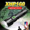 90000 Lumens XHP160 LED High Power Flashlight Waterproof Torch Rechargeable Flash Light Zoomable Hand Lamp Outdoor Lantern