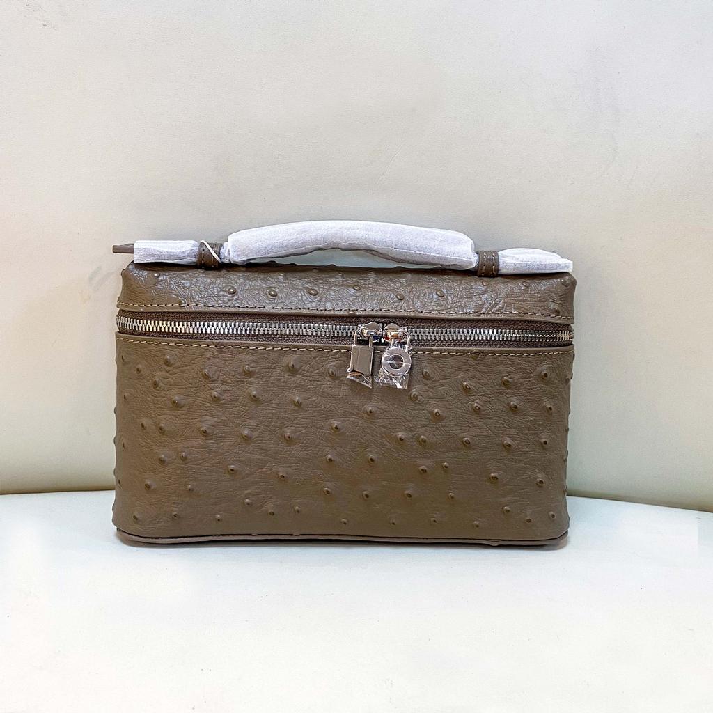 2025 Новая сумка для ланча из кожи первого слоя LP19, модный узор под страуса, модная универсальная сумка через плечо на одно плечо, косметичка