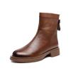 Обувь для женщин Ботинки Martin Boots Натуральная кожа Боковая молния на плоской подошве с круглым носком Шитье отвернутый край Повседневная женская обувь