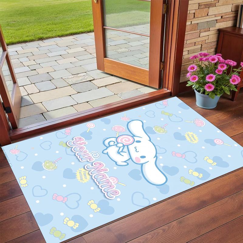 Crystal Velvet Rug Custom Name Text, Soft Non Slip Floor Mat Home DecorCinnamoroll