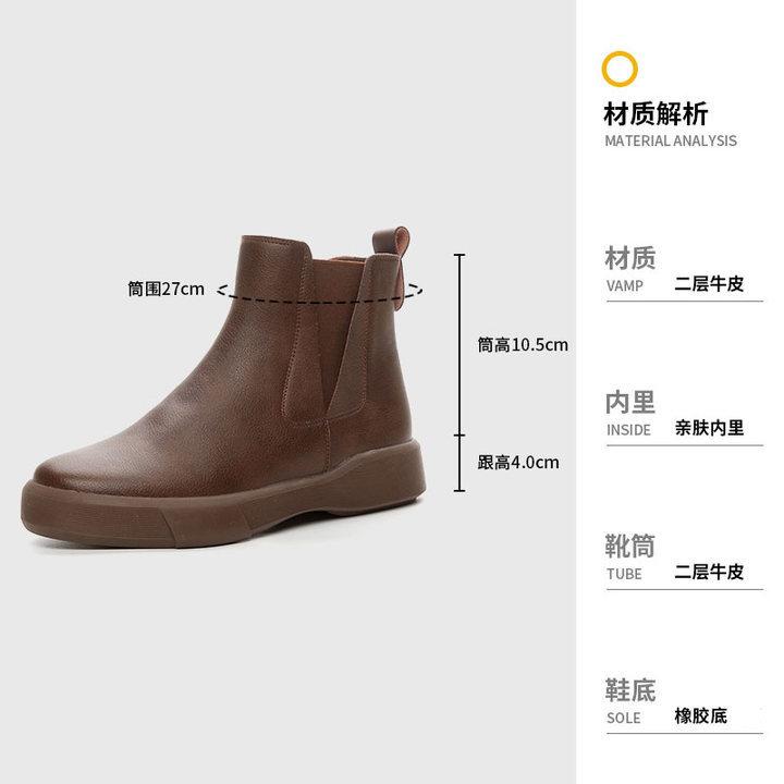 2025 Autumn and Winter New Soft-soled Leather Martin Boots Women's Versatile Platform Short Boots British Thickened Chelsea Boots