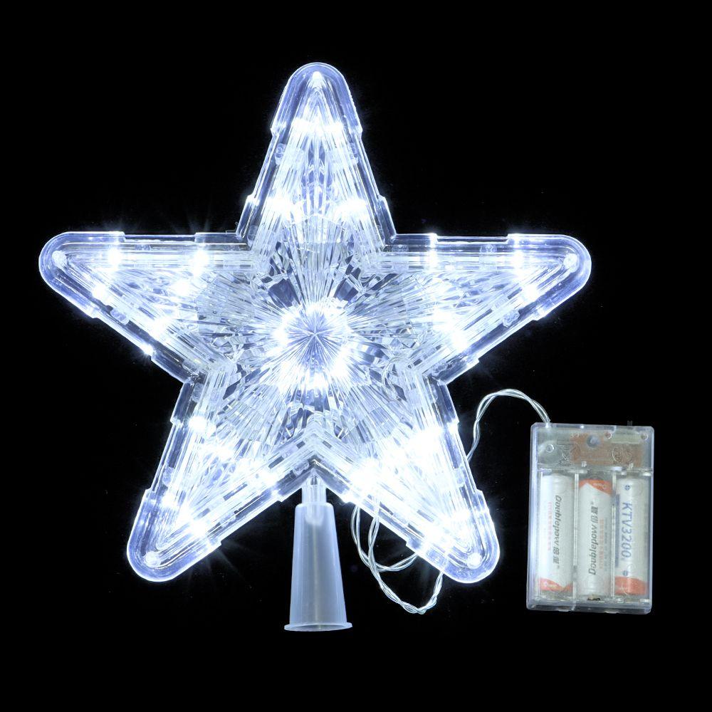 Merry Christmas LED Glowing Star Night Light Christmas Tree Top Ornaments Five-pointed Star Lamp