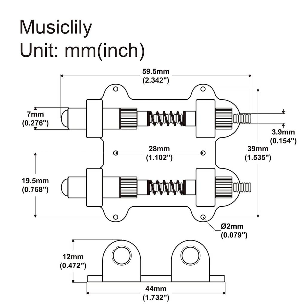Musiclily Pro Brass Tremolo Stabilizer with 2 Locking Arm Adjusters for Floyd Rose and Other Floating Tremolos, Electric Guitars