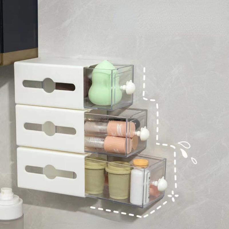 Настенный ящик для хранения ватных тампонов в ванной комнате, неперфорированный ящик для хранения в общежитии, мини-контейнер для волос с петлей для волос