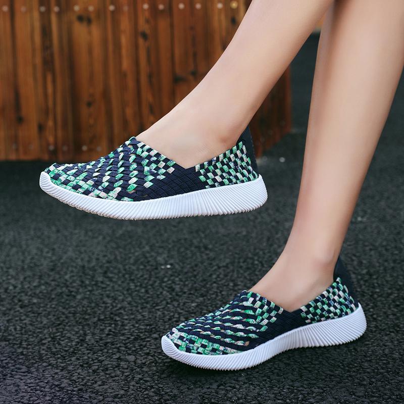 Summer Women Sneakers Plus Size Flats Loafers Soft Beach Walking Sports Shoes Lightweight Slip On