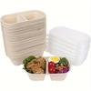 50 шт. одноразовых мисок с крышкой, 2 отделения, упаковочные коробки для еды на вынос для кейтерингового бизнеса, пикника, вечеринки