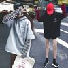 Autumn Thin Loose Hooded Long-sleeved T-shirt Sweatshirt for Women Harajuku Stitched Fake Two-piece Tops Versatile Students