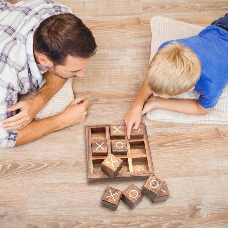 Wooden Tic Tac Toe Board Game XO Chess Parent Child Interaction Party Spiele Juegos De Mesas Para Toda La Familia