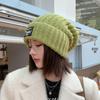 Women's Autumn Winter Big Headband Knitted Woolen Hat Casual Versatile Cold Warm Ear Protection Stacked Cap