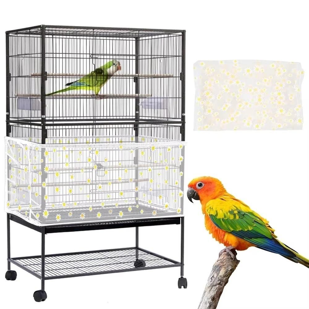 Adjustable Elastic Bird Cage Cover Mesh Fabric Bird Seed Guard New Cage Mesh Cover