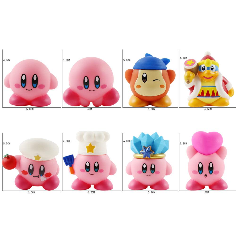 new 8Pcs/Set Games Star Kirby Anime Figure Cute Cartoon Pink Kirby Mini Figure Decorative Collection Toy For Children's Gifts