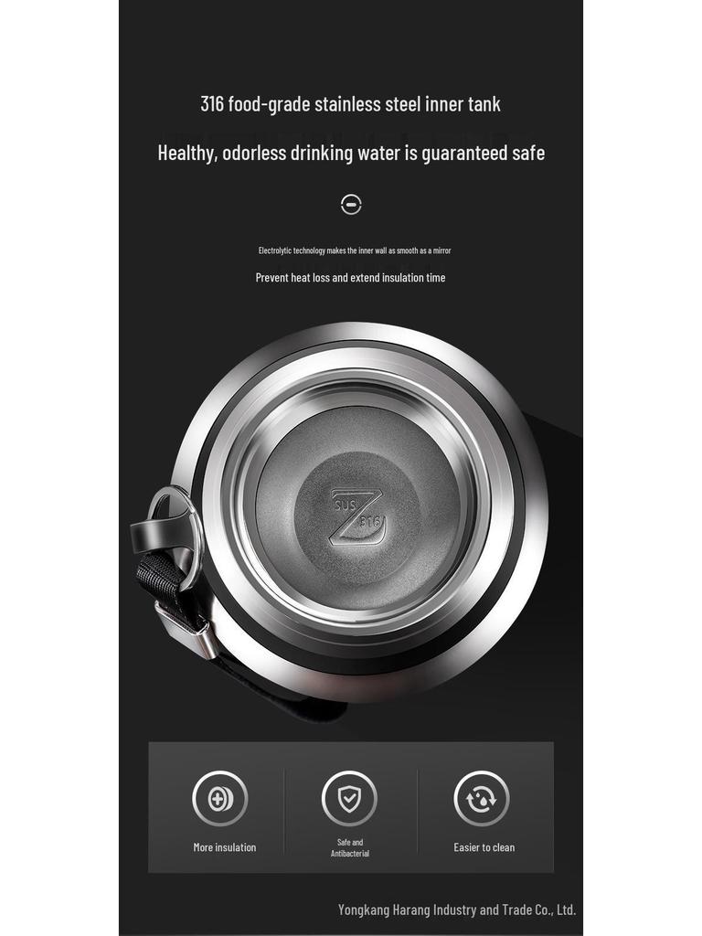 Изолированная бутылка для воды из нержавеющей стали 316 с двойными крышками и ситечком для чая для использования на открытом воздухе