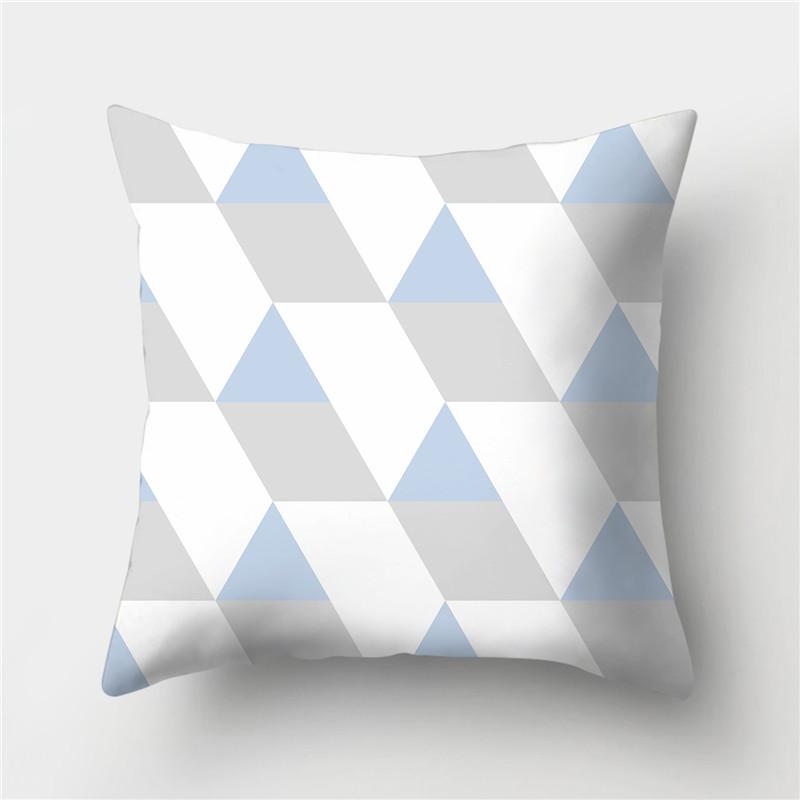 Grey Blue Pillowcase Geometric Cushion Cover Peach Skin Cushion Sofa Cushion Cushion Pillowcase Home Decor Pillowcase