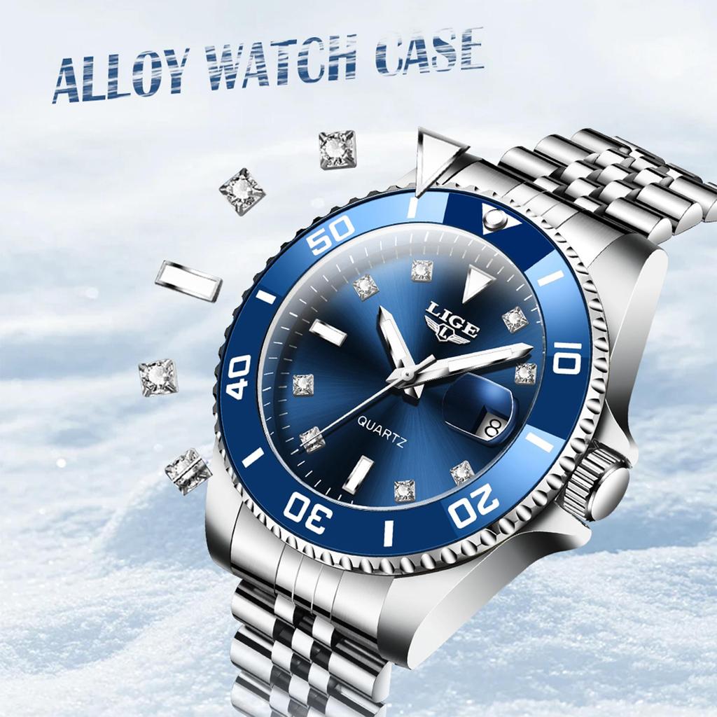 LIGE Новые лучшие брендовые роскошные мужские часы модные водонепроницаемые спортивные кварцевые часы с датой