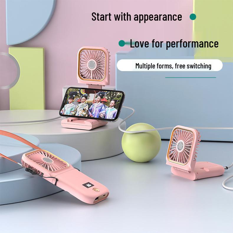 Portable USB Neck Fan: Foldable, Three-Speed, Long Battery Life, Digital Display - Ideal for Desktop and Outdoor Use.