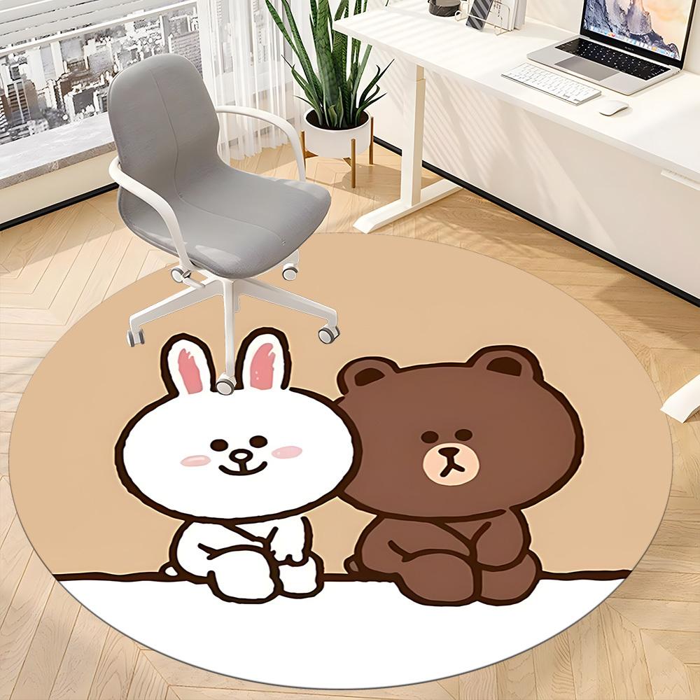 1pc BROWN Bear CONY Office Round Area Rug, Under Office Chairs Bedroom Living Room Home Decor a1022128